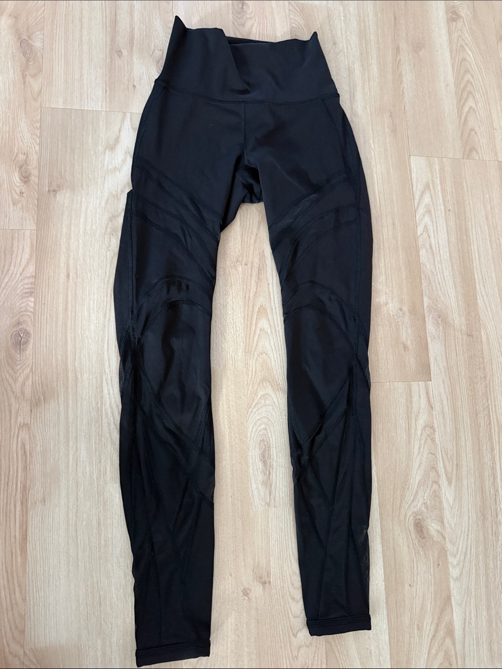 lululemon athletica Black High-Waist Leggings with Mesh Panels